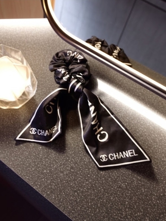 CHANEL Accessories - CHANEL Black and White Logo Bow Scrunchie - New!